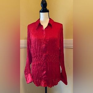 LANE BRYANT Ladies Button Down Blouse; Red; Size 14/16; Long Sleeves; NWT.